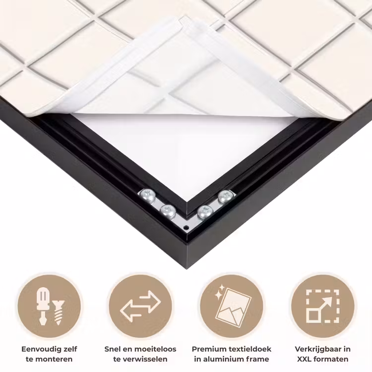 Patroon - Tegels - Wit Textielframe zwart klein 947 -USP_closeupNL