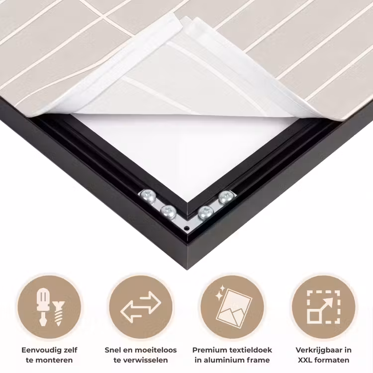 Patroon - Tegels - Zand Textielframe zwart klein 947 -USP_closeupNL