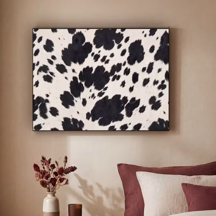 Patroon - Vacht - Zwart - Wit Textielframe zwart klein -sfeer1