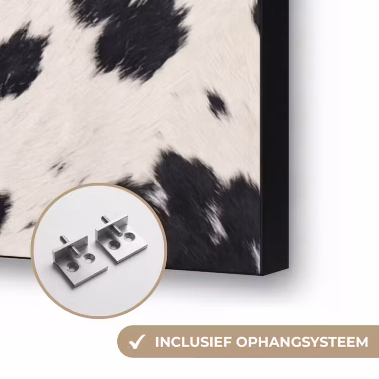 Patroon - Vacht - Zwart - Wit Textielframe zwart klein -USP_ophangsysteemNL