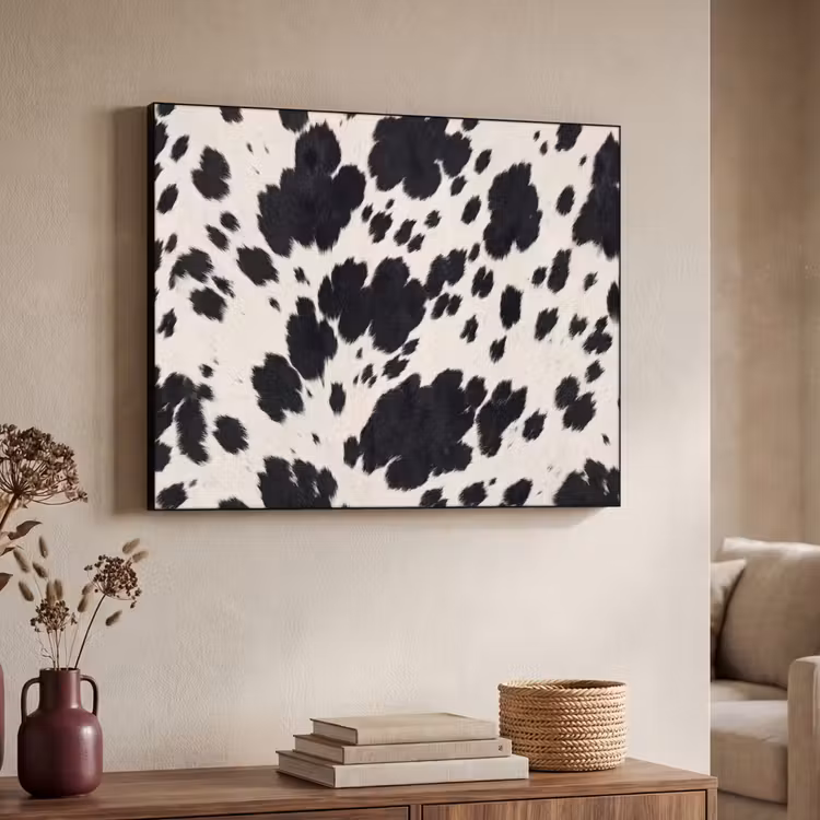 Patroon - Vacht - Zwart - Wit Textielframe zwart klein -sfeer3