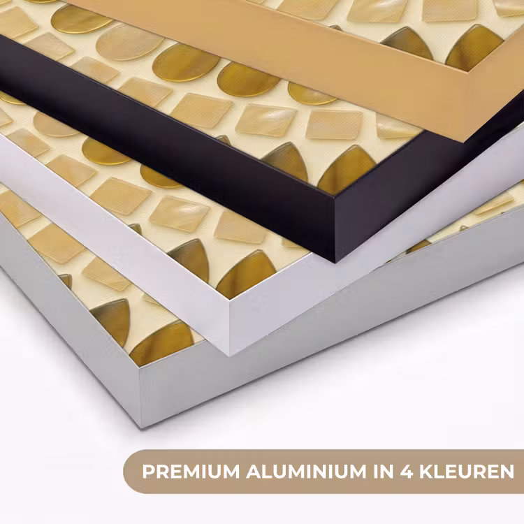 Patroon - Vormen - Mozaïek - Abstract - Goud Textielframe zwart klein -USP_kleurenNL