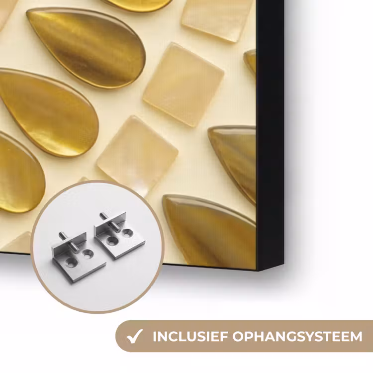 Patroon - Vormen - Mozaïek - Abstract - Goud Textielframe zwart klein -USP_ophangsysteemNL