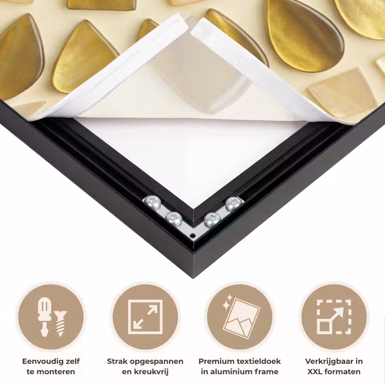 Patroon - Vormen - Mozaïek - Abstract - Goud Textielframe zwart klein -USP_feed_closeupNL