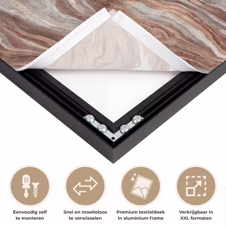 Patroon - Zandsteen - Travertijn Textielframe zwart klein 947 -USP_closeupNL