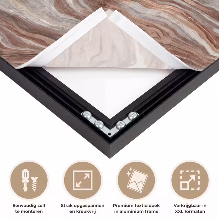 Patroon - Zandsteen - Travertijn Textielframe zwart klein 947 -USP_feed_closeupNL