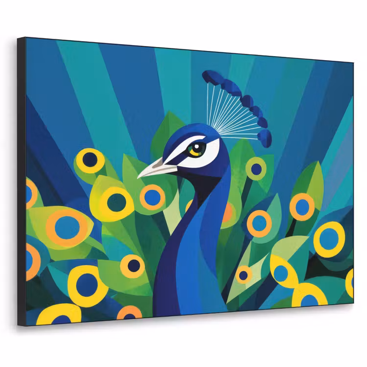 Pauw - Cirkels - Blauw Textielframe zwart klein -3d