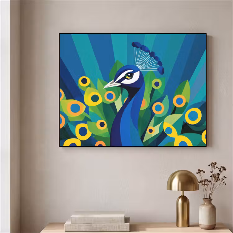 Pauw - Cirkels - Blauw Textielframe - compleet frame klein -sfeer2