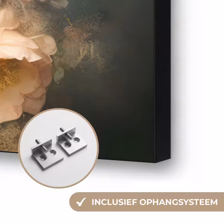 Pauw - Pauwenveren - Bloemen - Vogels - Botanisch Textielframe zwart klein -USP_ophangsysteemNL