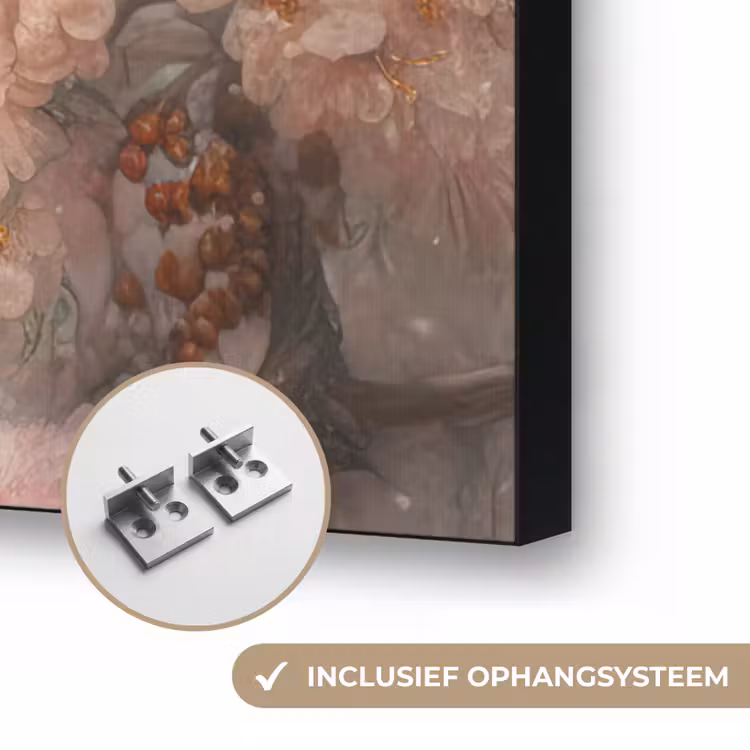 Pauw - Vogels - Bloemen - Boom - Botanisch Textielframe zwart klein -USP_ophangsysteemNL