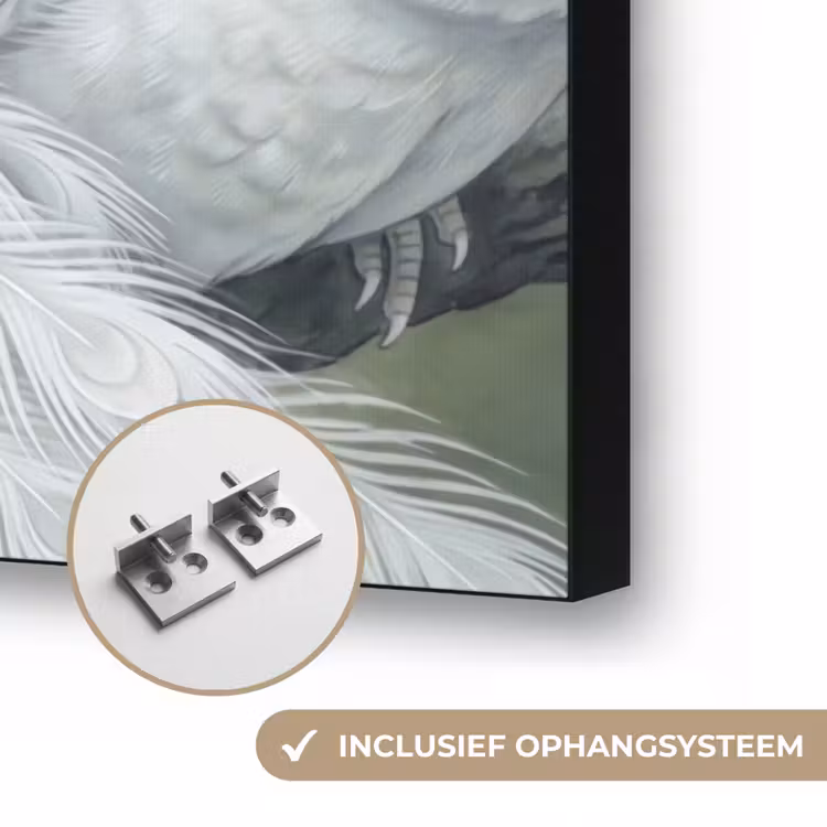 Pauwen - Wit - Natuur - Groen Textielframe zwart klein -USP_ophangsysteemNL