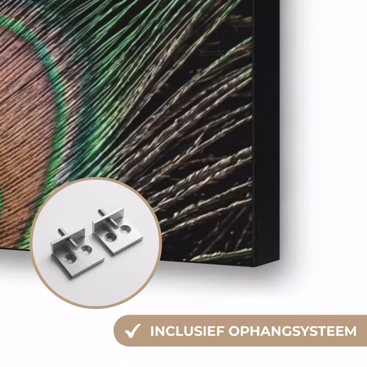 Pauwenveren - Klassiek - Groen Textielframe zwart klein -USP_ophangsysteemNL
