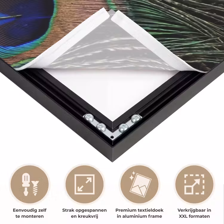 Pauwenveren - Klassiek - Groen Textielframe zwart klein -USP_feed_closeupNL