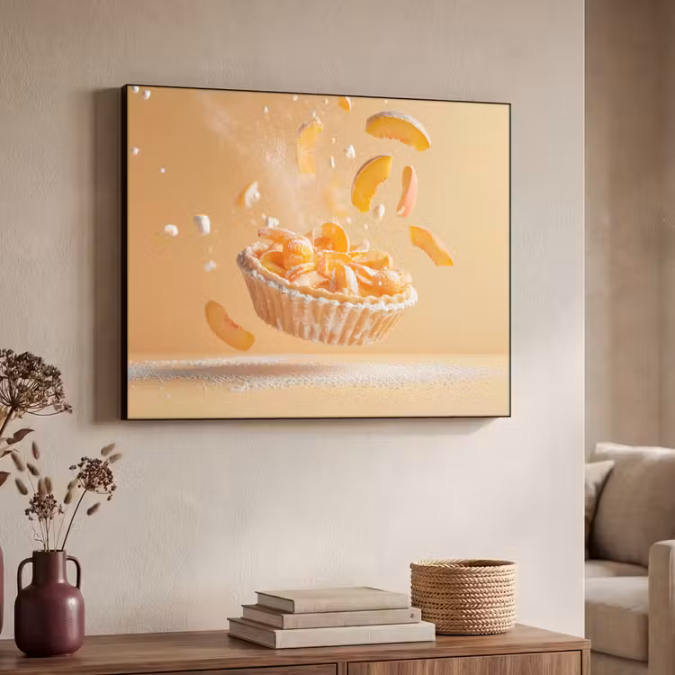 Peach - Eten - Taart - Oranje Textielframe zwart klein -sfeer3