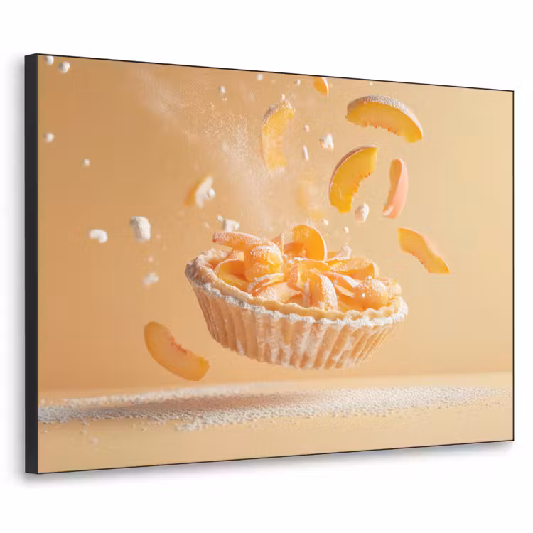 Peach - Eten - Taart - Oranje Textielframe zwart klein -3d