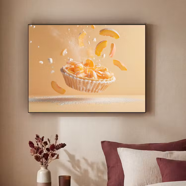 Peach - Eten - Taart - Oranje Textielframe zwart klein -sfeer1
