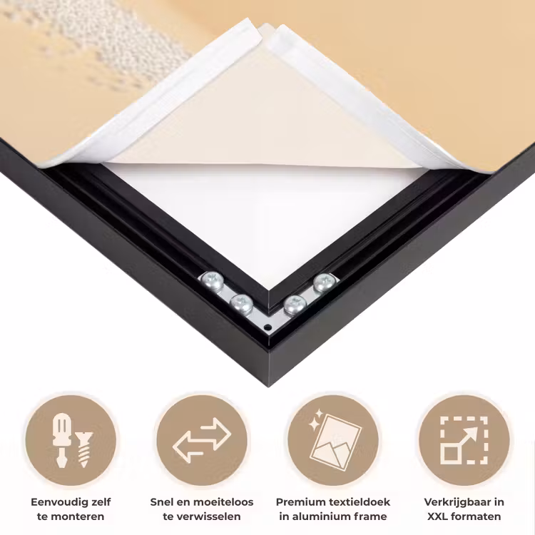 Peach - Eten - Taart - Oranje Textielframe zwart klein -USP_closeupNL