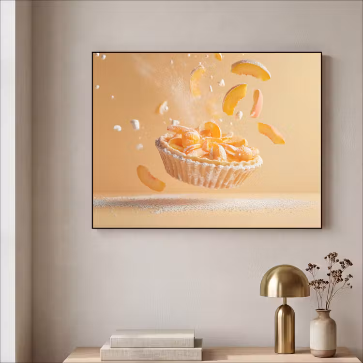 Peach - Eten - Taart - Oranje Textielframe zwart klein -sfeer2