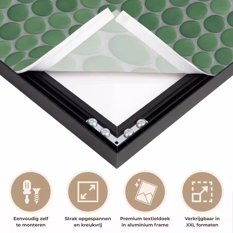 Penny - Mozaïek - Bosgroen - Green Textielframe zwart klein 947 -USP_feed_closeupNL