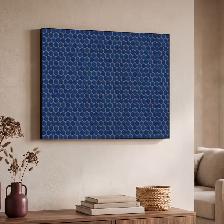 Penny - Mozaïek - Donkerblauw Textielframe zwart klein 947 -sfeer3