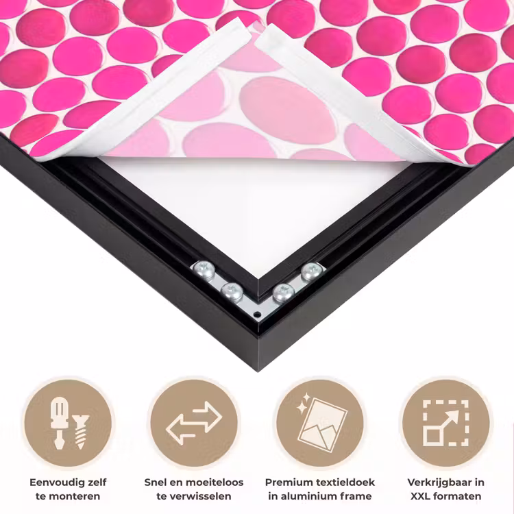 Penny - Mozaïek - Felroze Textielframe zwart klein 947 -USP_closeupNL
