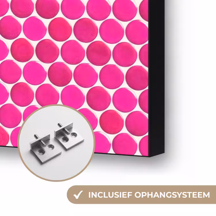 Penny - Mozaïek - Felroze Textielframe zwart klein 947 -USP_ophangsysteemNL