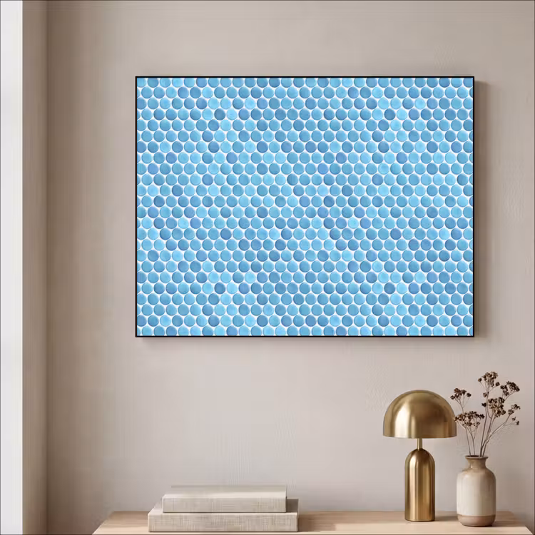 Penny - Mozaïek - Lichtblauw Textielframe zwart klein 947 -sfeer2