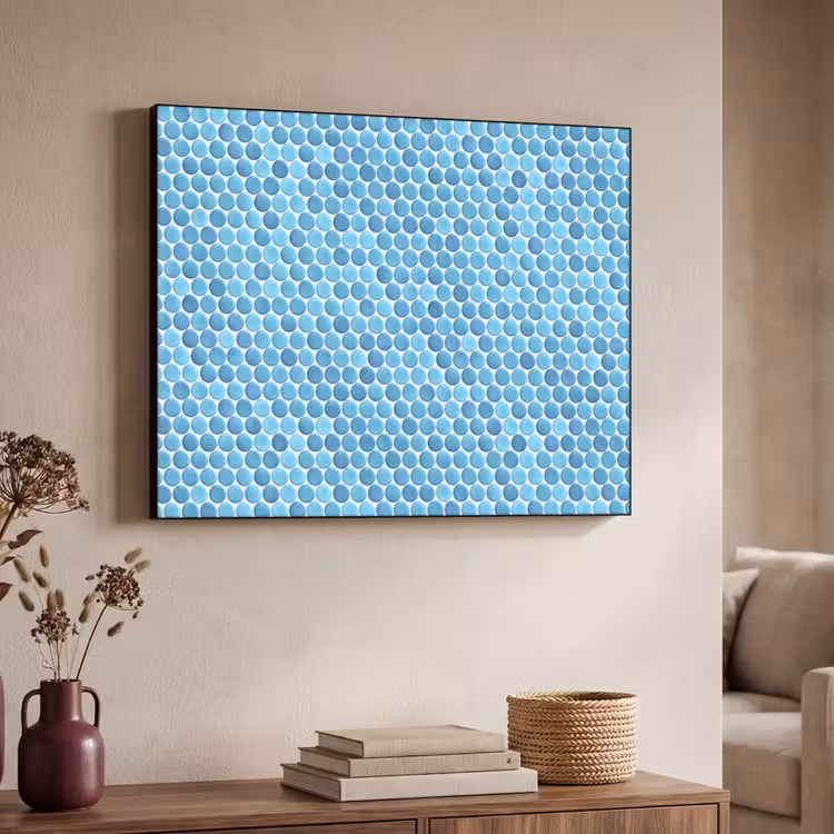 Penny - Mozaïek - Lichtblauw Textielframe zwart klein 947 -sfeer3