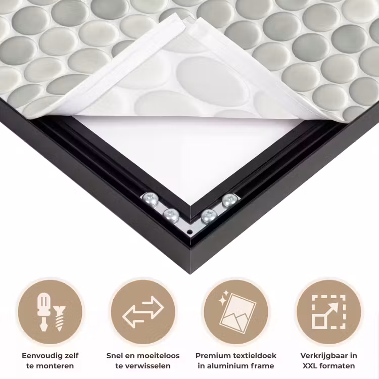 Penny - Mozaïek - Lichtgrijs Textielframe zwart klein 947 -USP_closeupNL