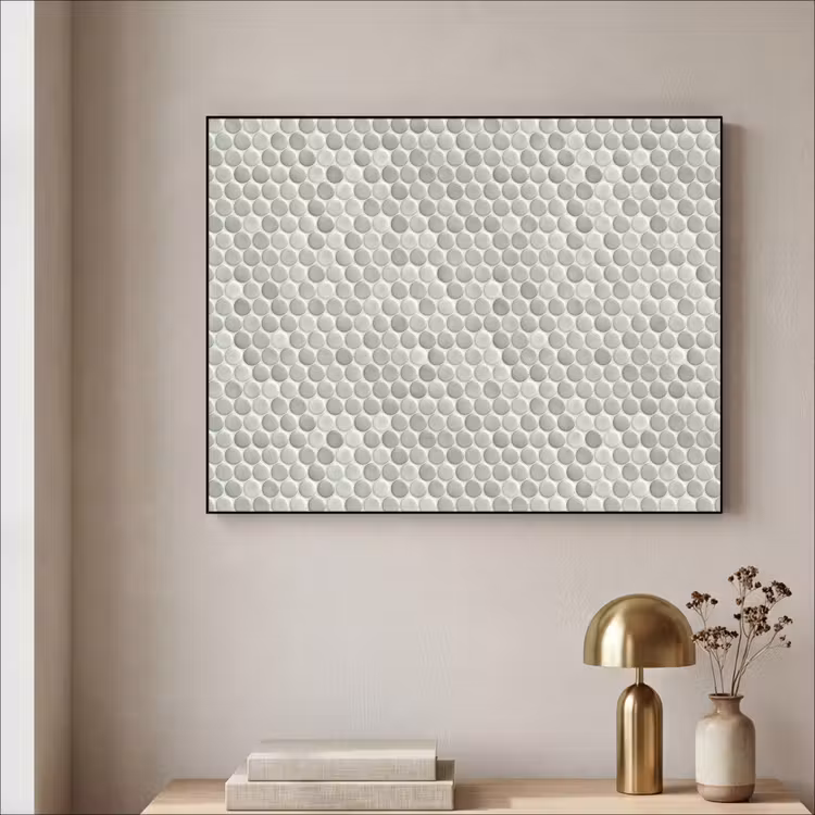 Penny - Mozaïek - Lichtgrijs Textielframe zwart klein 947 -sfeer2