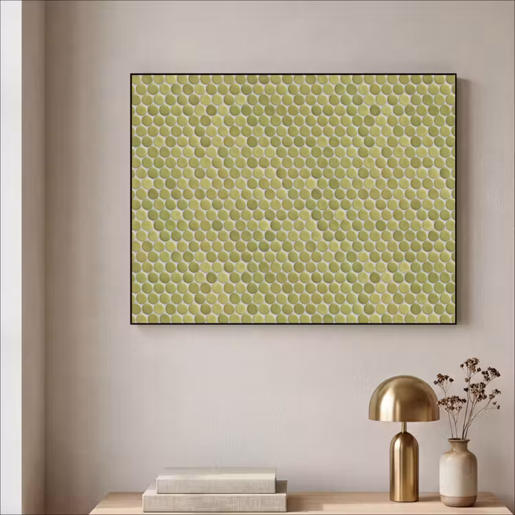 Penny - Mozaïek - Olijfgroen Textielframe zwart klein 947 -sfeer2