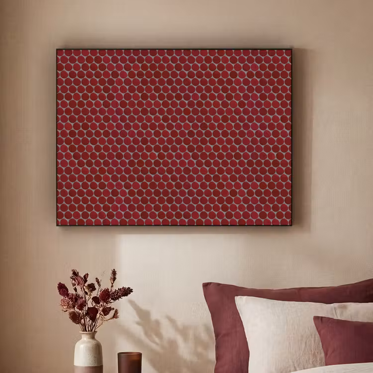 Penny - Mozaïek - Rond - Rood Textielframe zwart klein 947 -sfeer1