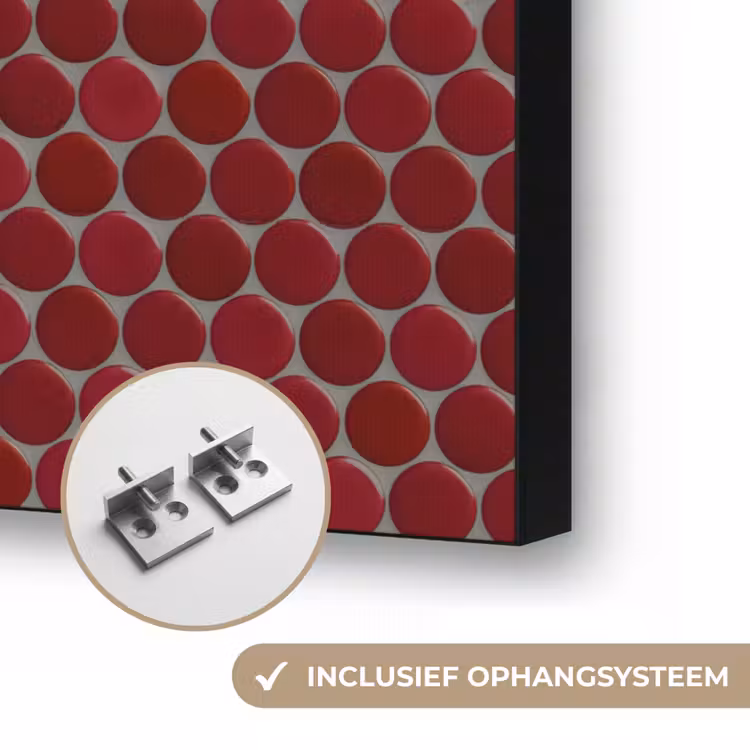 Penny - Mozaïek - Rond - Rood Textielframe zwart klein 947 -USP_ophangsysteemNL