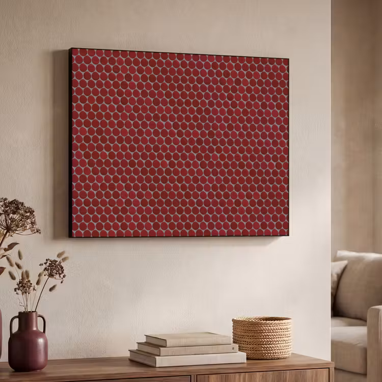 Penny - Mozaïek - Rond - Rood Textielframe zwart klein 947 -sfeer3