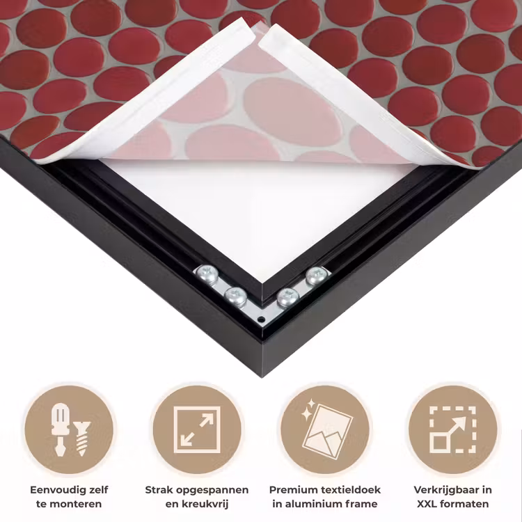 Penny - Mozaïek - Rond - Rood Textielframe zwart klein 947 -USP_feed_closeupNL