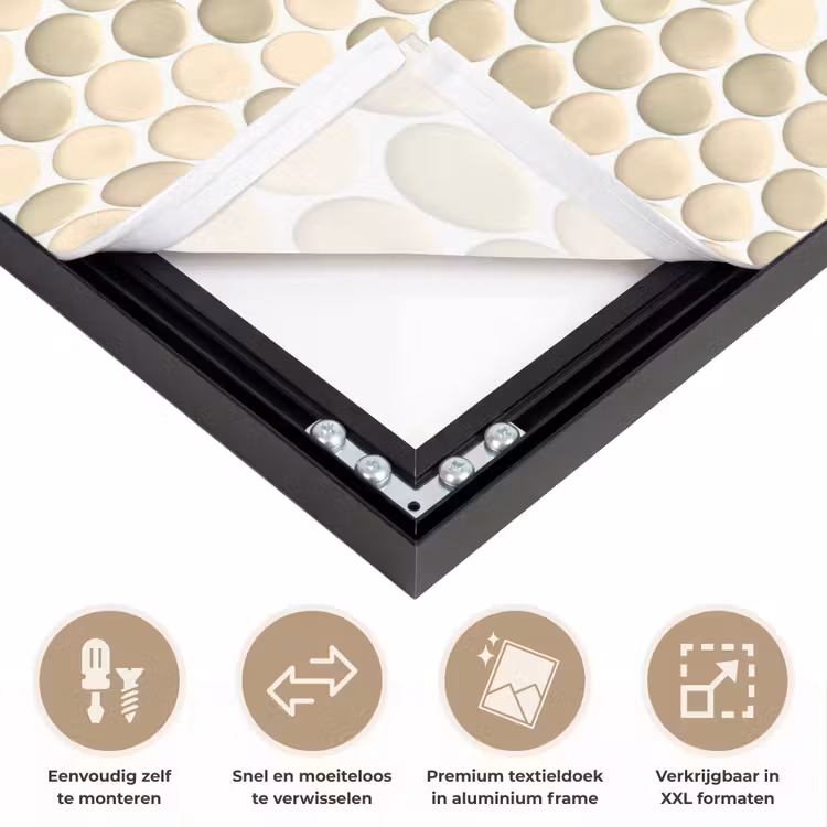 Penny - Mozaïek - Zand Textielframe zwart klein 947 -USP_closeupNL