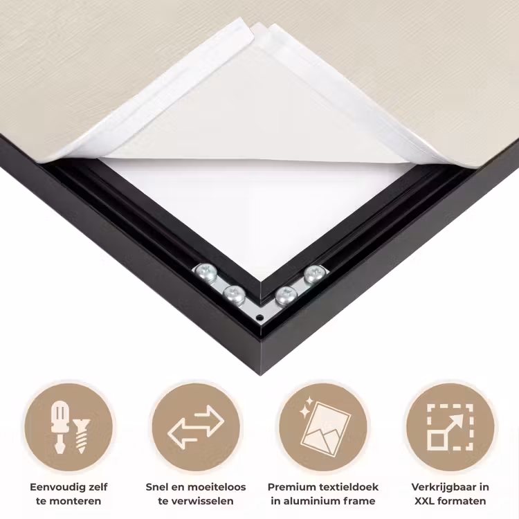 Penseelstreek - Zwart - Minimalistisch Textielframe zwart klein -USP_closeupNL