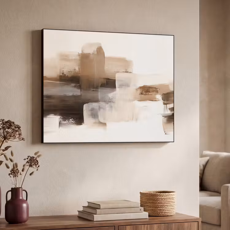Penseelstreken - Abstract landschap - Rust Textielframe - compleet frame klein -sfeer3