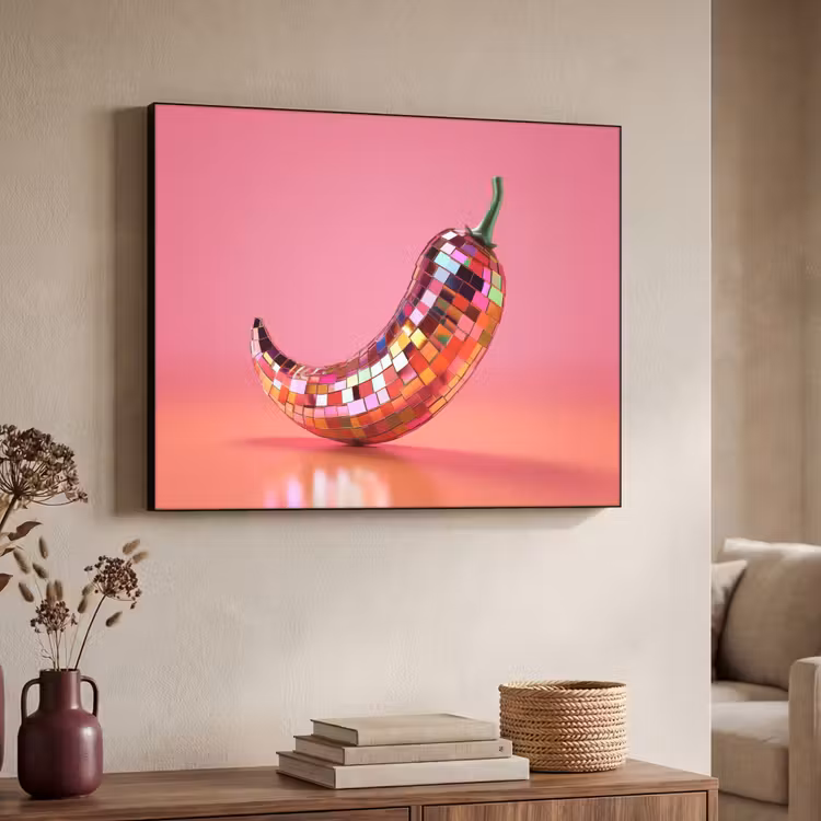 Peper - Disco - Rood - Glitter Textielframe zwart klein -sfeer3