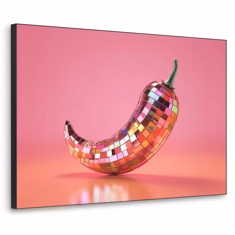 Peper - Disco - Rood - Glitter Textielframe zwart klein -3d