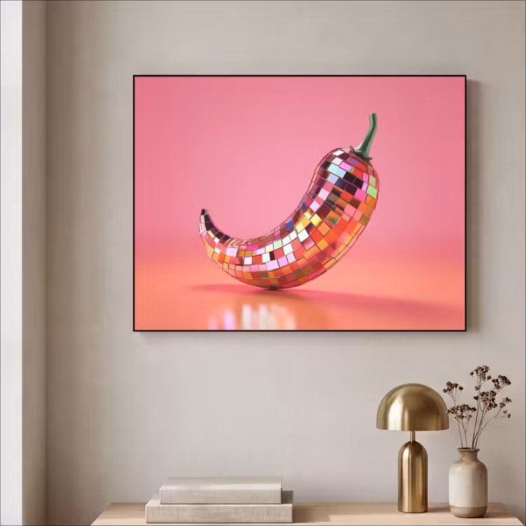 Peper - Disco - Rood - Glitter Textielframe - compleet frame klein -sfeer2