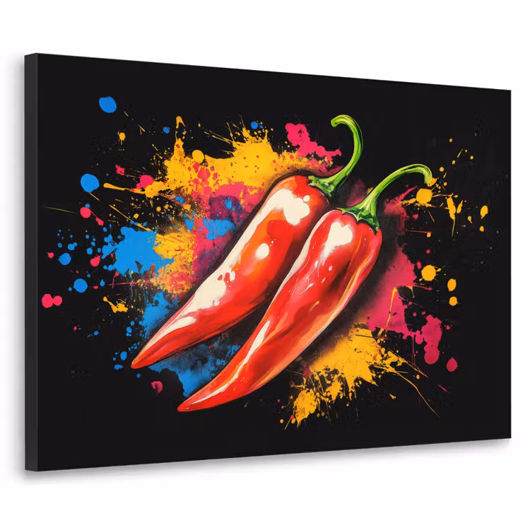 Peper - Graffiti - Verf - Abstract - Modern - Kleurrijk Textielframe zwart klein -3d