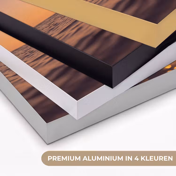 Persoon - Surfen - Zonsondergang - Zee - Oranje Textielframe zwart klein -USP_kleurenNL