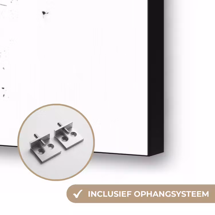 Piano - Oranje - Zwart - schets lijnen Textielframe zwart klein -USP_ophangsysteemNL