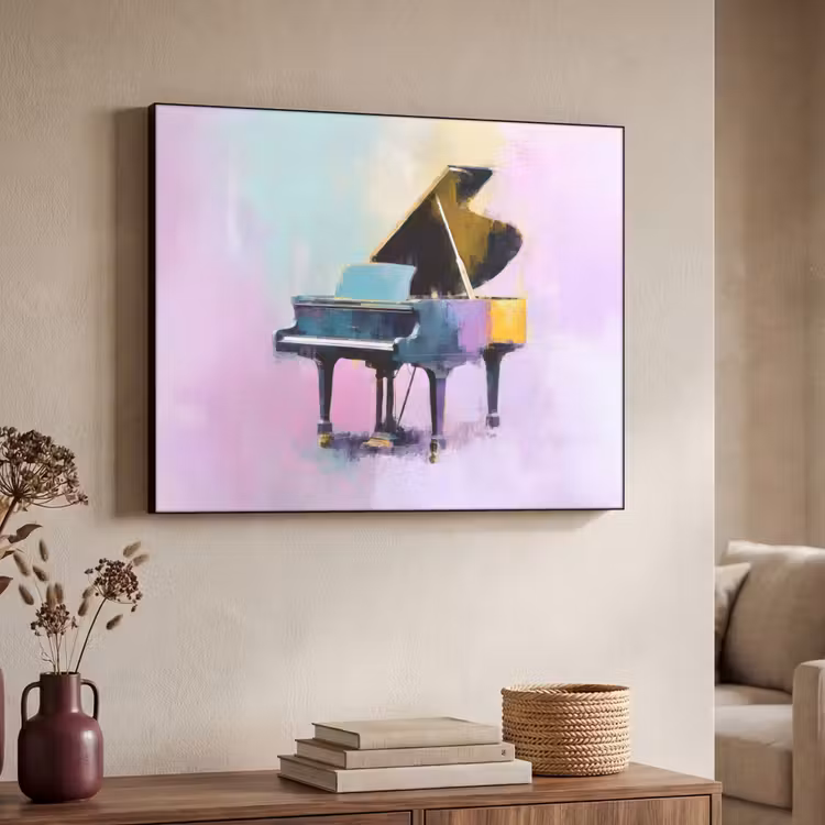 Piano - Pastel - Elegant - Dromerig Textielframe - compleet frame klein -sfeer3