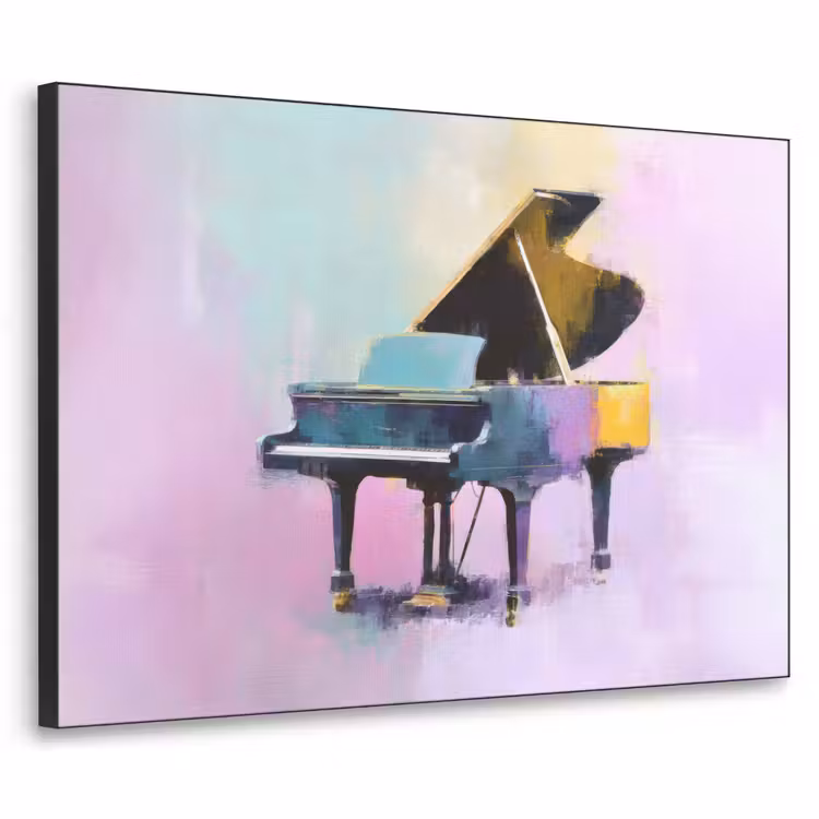 Piano - Pastel - Elegant - Dromerig Textielframe zwart klein -3d