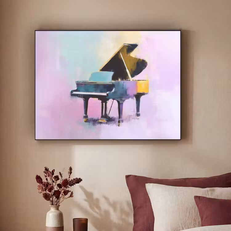 Piano - Pastel - Elegant - Dromerig Textielframe - compleet frame klein -sfeer1