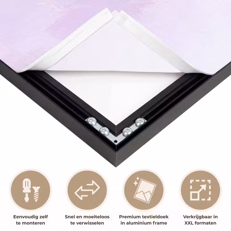 Piano - Pastel - Elegant - Dromerig Textielframe zwart klein -USP_closeupNL