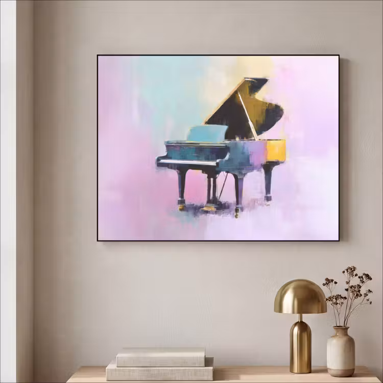Piano - Pastel - Elegant - Dromerig Textielframe - compleet frame klein -sfeer2