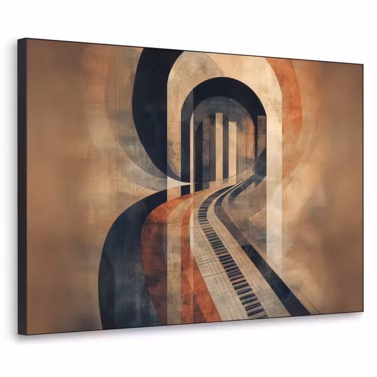 Piano - Toetsen - Abstract Textielframe - compleet frame klein -3d